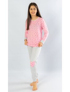 Vienetta Kids Dětské pyžamo dlouhé Srdíčko - světle růžová