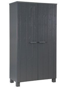 Hoorns Tmavě šedá dřevěná skříň Koben 202 x 111 cm