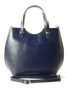 Kožená shopper bag kabelka Vera Pelle 846 modrá
