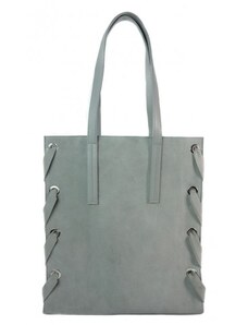 Kožená shopper bag kabelka Vera Pelle WK7 šedá