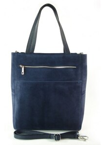 Kožená shopper bag kabelka Vera Pelle SV55N modrá