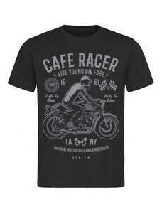 Route 66 Pánské tričko Cafe Racer 1961 černé