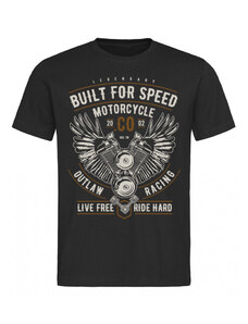 Route 66 Pánské tričko Built For Speed Motorcycle černé