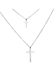 BM Jewellery Náhrdelník křížek dvojitý z chirurgické oceli S11108070