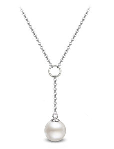 Jewellis ČR Ocelový dlouhý perlový náhrdelník s perlou Swarovski - Crystal White