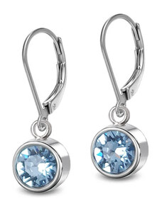 Jewellis ČR Ocelové visací náušnice s krystaly Swarovski - Aquamarine