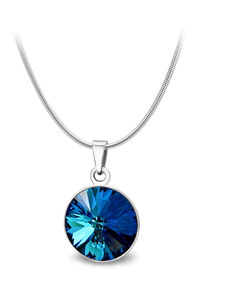 Jewellis ČR Ocelový náhrdelník s krystalem Rivoli Swarovski - Bermuda Blue