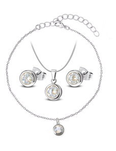 Jewellis ČR 3-dílný ocelový set Deluxe - náramek, náhrdelník a náušnice s krystaly Swarovski - Crystal Moonlight