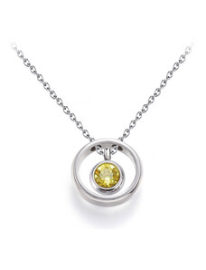 Jewellis ČR Ocelový náhrdelník ve tvaru kruhu s krystalem Swarovski - Light Topaz