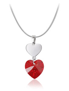 Jewellis ČR Ocelový náhrdelník Double Heart ve tvaru srdce s krystalem Swarovski - Siam AB