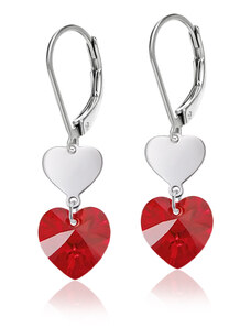 Jewellis ČR Ocelové náušnice Double Heart ve tvaru srdce s krystaly Swarovski - Siam AB