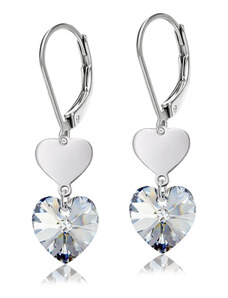 Jewellis ČR Ocelové náušnice Double Heart ve tvaru srdce s krystaly Swarovski - Crystal CAL