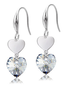 Jewellis ČR Ocelové náušnice Double Heart ve tvaru srdce s krystaly Swarovski - Crystal CAL