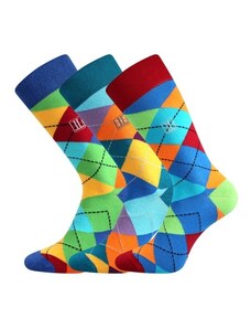 DIKARUS klasické bavlněné vzorované ponožky Lonka - KÁRO