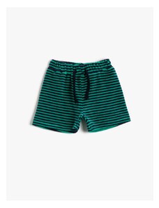 Koton Boy Green Plaid Striped Shorts Tie Waist Cotton