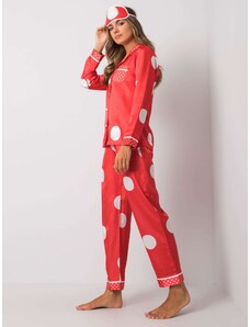 Fashionhunters Červené pyžamo s puntíky