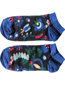 Kotníkové ponožky - vzor Modré květy