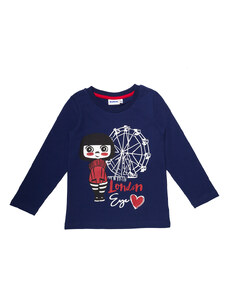 Winkiki Kids Wear Dívčí tričko s dlouhým rukávem London Girl - navy