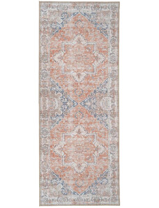 Nordic Living Modro oranžový koberec Shola 80 x 200 cm s orientálními vzory
