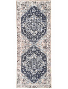 Nordic Living Modro bílý koberec Shola 80 x 200 cm s orientálními vzory