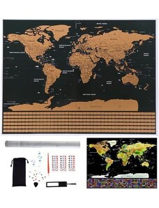 Malatec Mapa světa - stírací los s vlajkami + doplňky