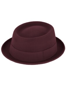 Plstěný klobouk porkpie - Fiebig - bordó klobouk