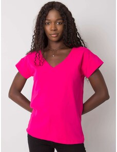 BASIC FEEL GOOD Růžové tričko s výstřihem na zádech -fuchsia Tmavě růžová