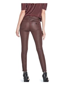 Outlet - GUESS nohavice Joss Coated Skinny Jeans bordové. 27