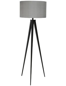 Černá stojací lampa ZUIVER TRIPOD s šedým stínidlem 157 cm
