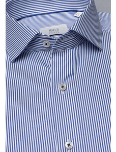 1863 BY ETERNA modrá proužkovaná košile Slim Fit rypsový kepr Non Iron