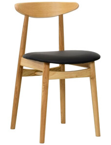 Take Me Home Dubová jídelní židle Canva s černým koženkovým sedákem