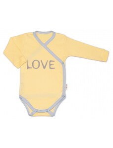 Baby Nellys Body dlouhý rukáv Love - zapínání bokem, žluté Velikost koj oblečení: 50 (0-1m)