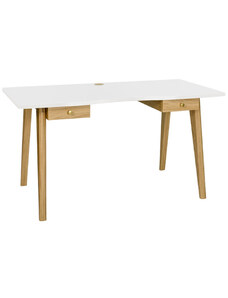 Bílý pracovní stůl Woodman Nice s dubovou podnoží 140x70 cm