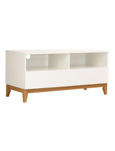 Bílý TV stolek Woodman Blanco s dubovou podnoží 120x48 cm