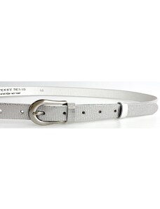 Penny Belts - Jaroměř Dámský kožený opasek stříbrný metal- Penny Belts 100cm