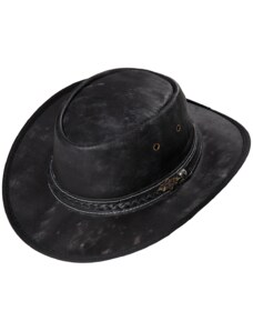 Kožený černý western klobouk - Stars and Stripes kožený klobouk Wylie
