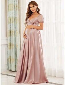 Ever Pretty Růžové těhotenské šaty s balonkovým rukávkem