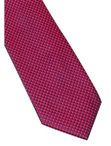 Úzká hedvábná kravata Eterna - červená / modrá s jemnou strukturou 9504