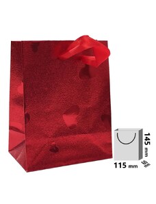 Dárková papírová taška červená se srdíčky HT-5/A7