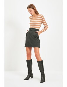 Trendyol Anthracite Belt Detailed Knitted Skirt