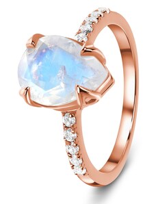 Royal Exklusive Royal Fashion prsten 14k zlato Vermeil GU-DR8927R-ROSEGOLD-MOONSTONE-ZIRCON