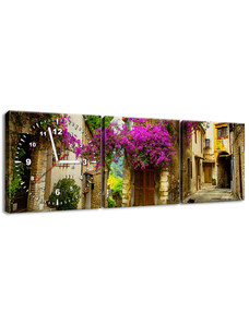 Gario Obraz s hodinami Staré město v Provence - 3 dílný Rozměry: 90 x 30 cm