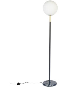 Opálově bílá skleněná stojací lampa ZUIVER ORION 145 cm s mramorovým podstavcem