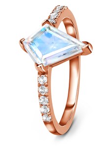 Royal Exklusive Royal Fashion prsten 14k zlato Vermeil GU-DR14610R-ROSEGOLD-MOONSTONE-ZIRCON