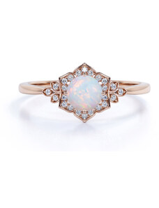 Royal Exklusive Emporial prsten 14k zlato Vermeil GU-DR14627R-ROSEGOLD-MOONSTONE-ZIRCON