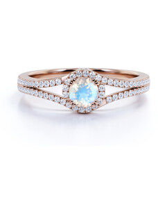 Royal Exklusive Emporial prsten 14k zlato Vermeil GU-DR14761R-ROSEGOLD-MOONSTONE-ZIRCON