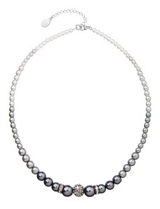 EVOLUTION GROUP Perlový náhrdelník šedý s Preciosa krystaly 32008.3
