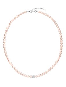 EVOLUTION GROUP Perlový náhrdelník růžový s Preciosa krystaly 32063.3