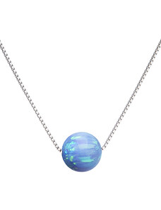 EVOLUTION GROUP Stříbrný náhrdelník se syntetickým opálem světle modrý kulatý 12044.3 lt.blue