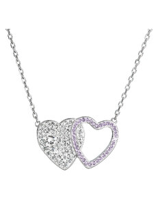 EVOLUTION GROUP Stříbrný náhrdelník dvojité srdce se Swarovski krystaly 32079.3 violet
